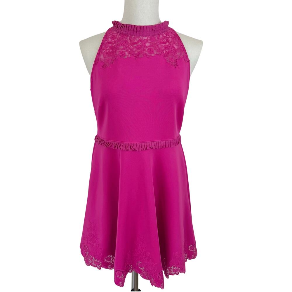 Ted Baker Zaffron Skater Mini Dress Fuchsia Pink Size 5 (US 12)